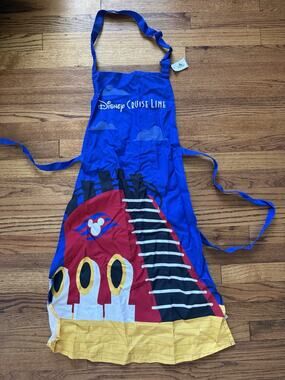 NWT Disney Cruise Line Ship Funnel Graphic Blue Apron One Size